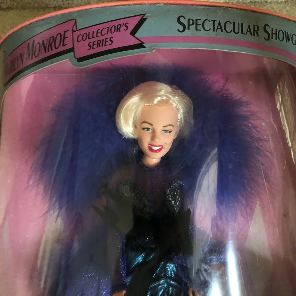 Marilyn Monroe Collector's Series Doll in Blue & Purple Feathered Gown